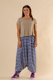 Blue/White Striped Harem Pants Harem Classic Blue White