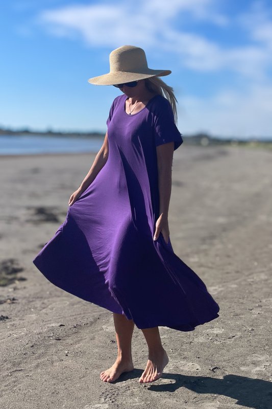 Dunkelviolettes Ballerinakleid Original Dunkelviolett