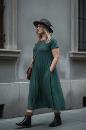 Kallgrön Ballerina med hatt och glasögon