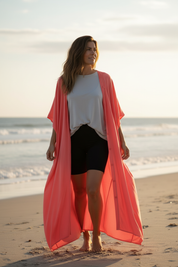 Korallrosa öppen med korta tights 4