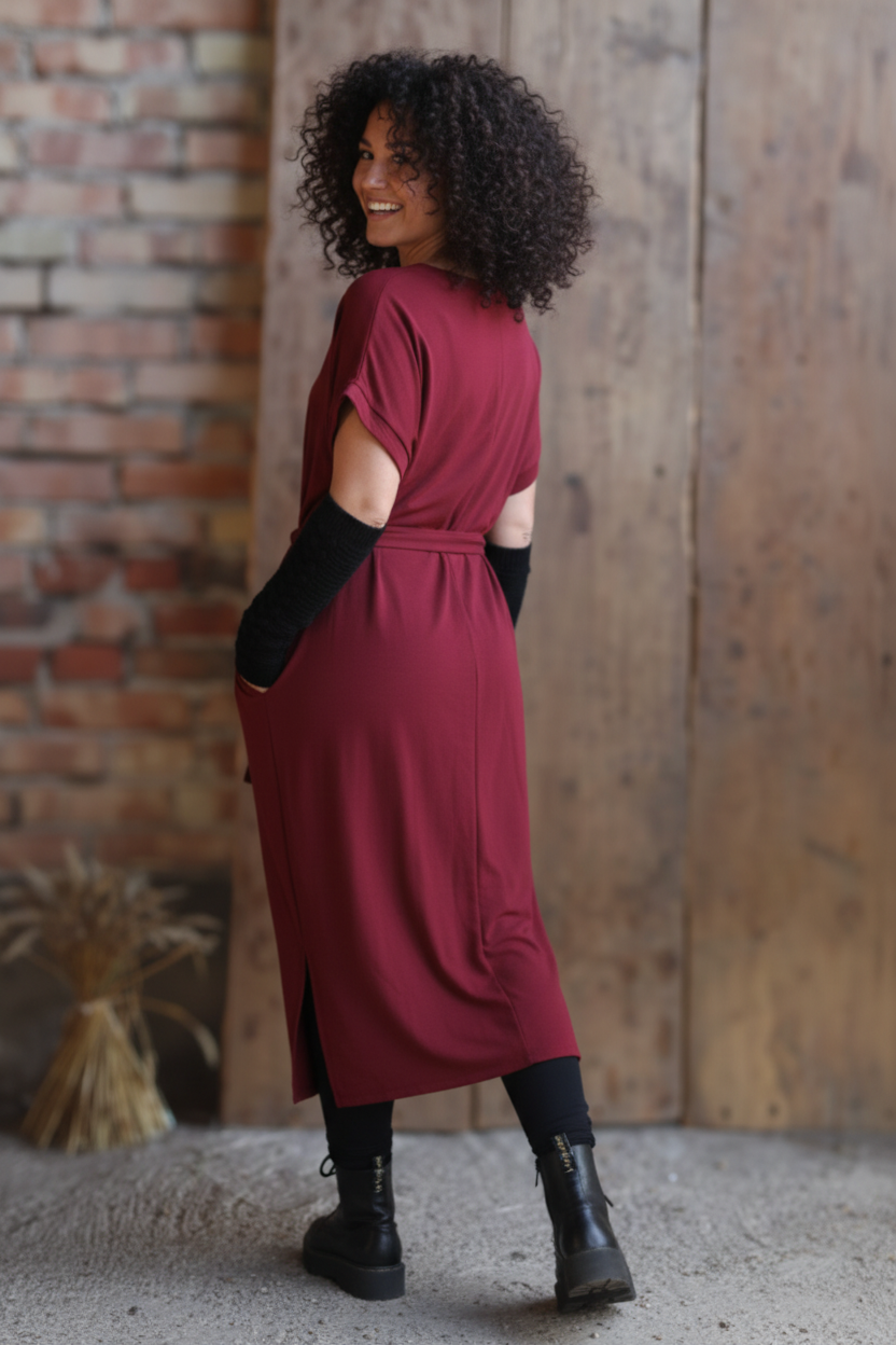 Mörkhårig modell bakifrån