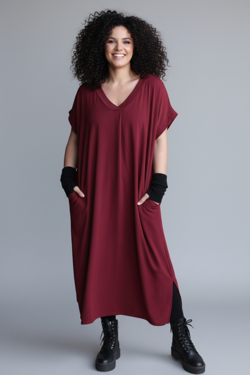 Mörkhårig modell helbild