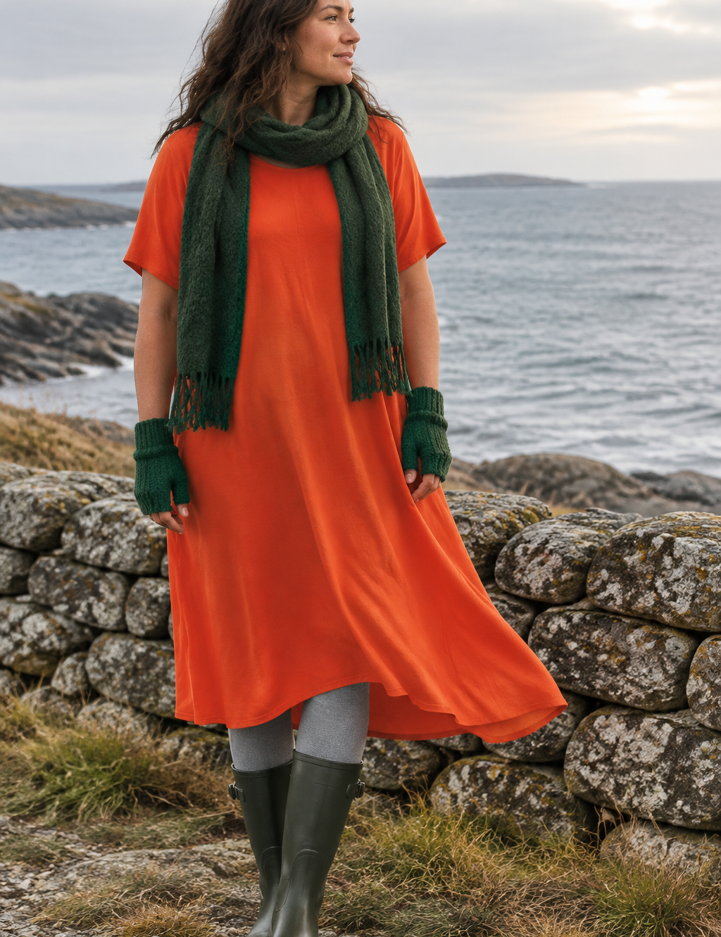 Orange Ballerina vid stenmuren