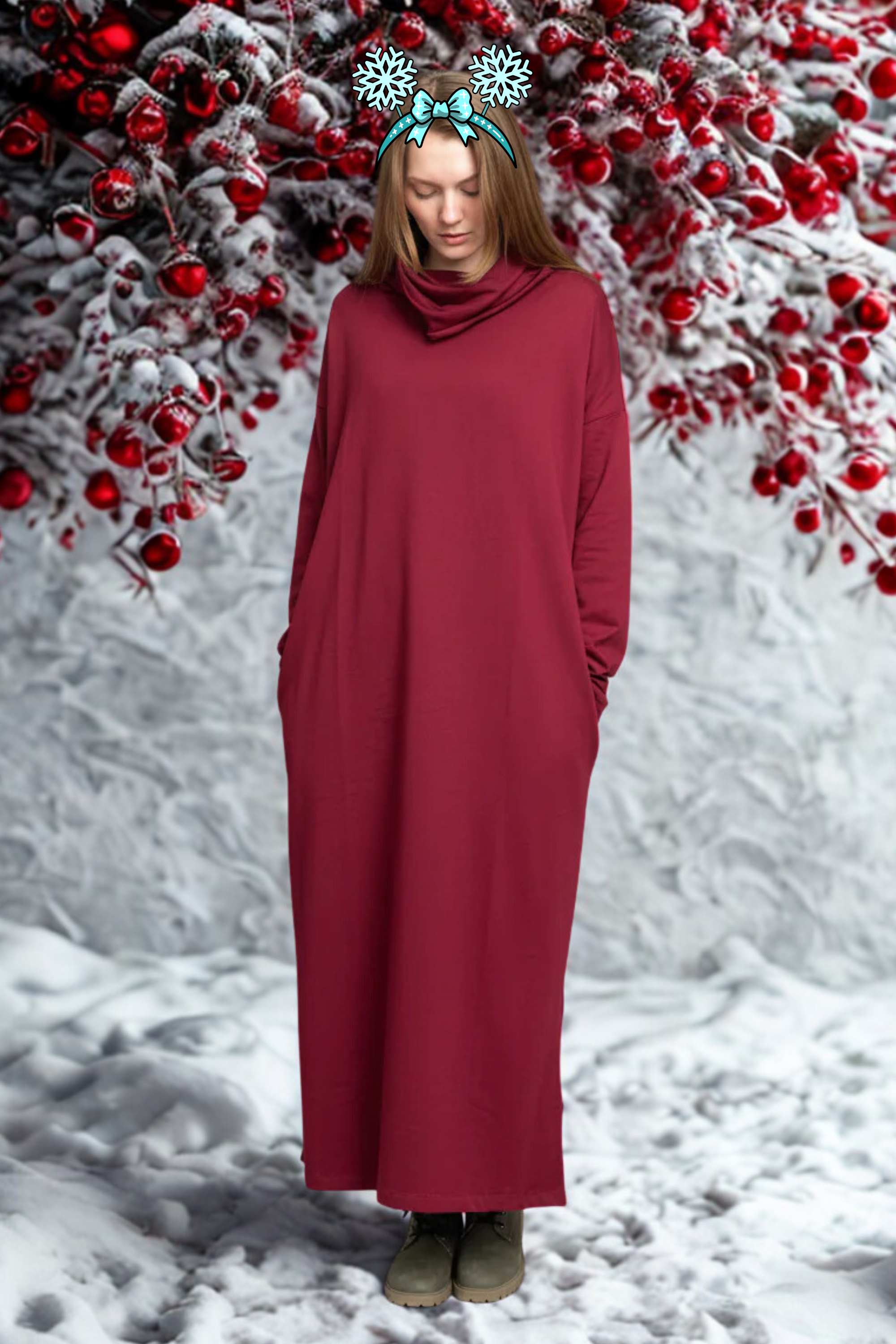 Vinröd Klänning Polo Kaftan Maroon