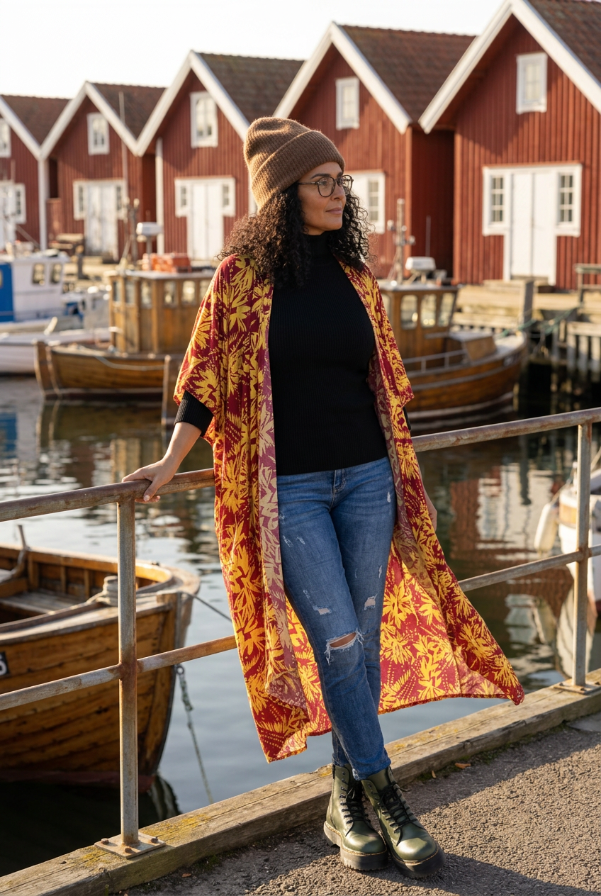 Öppen kaftan vid hamnräcke