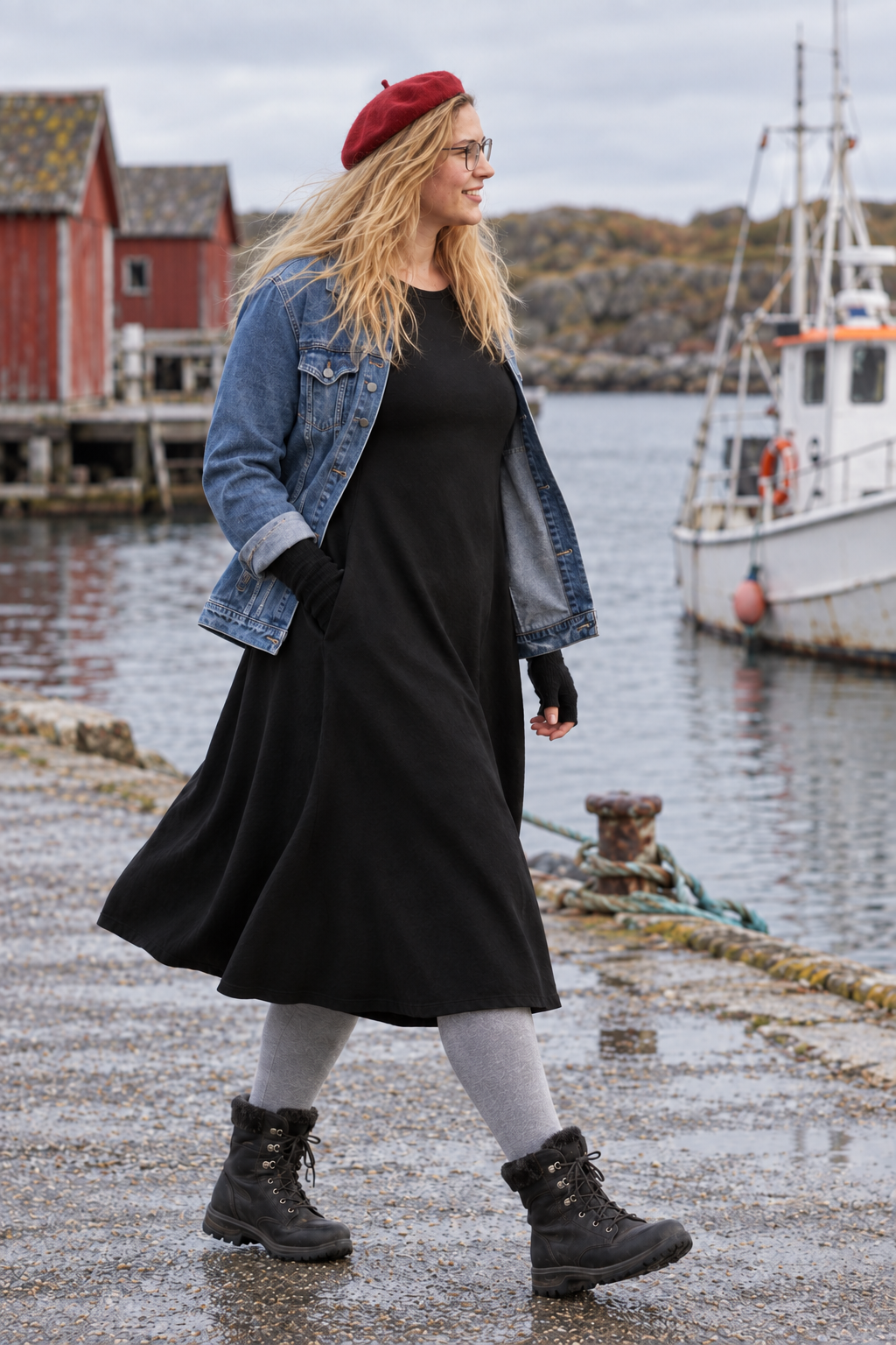 Sidovy med mindre röd basker