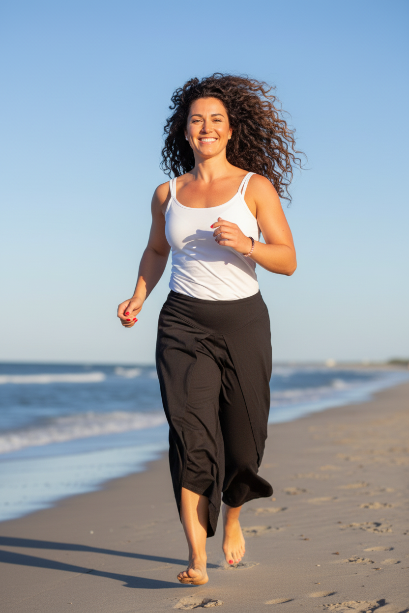 Springer barfota med vit topp