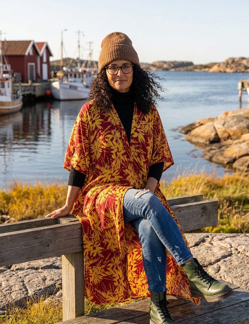 Stängd kaftan sittande i hamnen