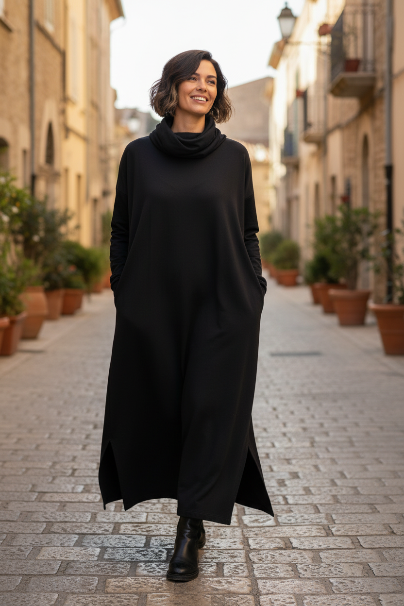 Svart klänning med synligt material