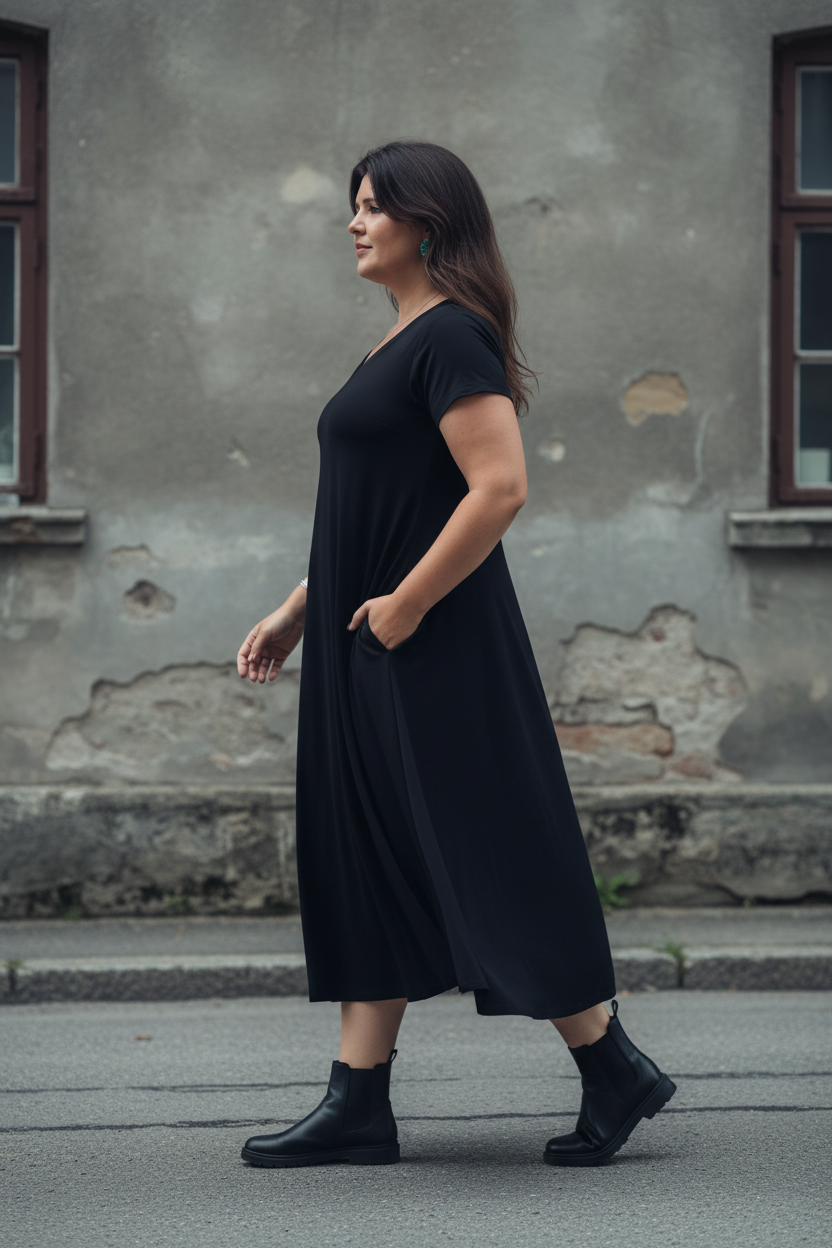Svart V-neck från sidan